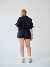 Ethically Made Navy Linen Lounge Co-ord Short Set