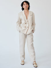 Ethically Made Beige Linen Suit Plain