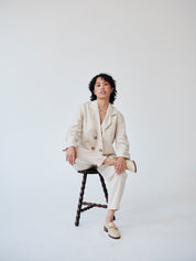 Ethically Made Beige Linen Suit Plain