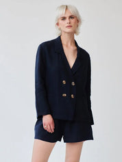 Ethically Made Navy Linen Suit With Shorts