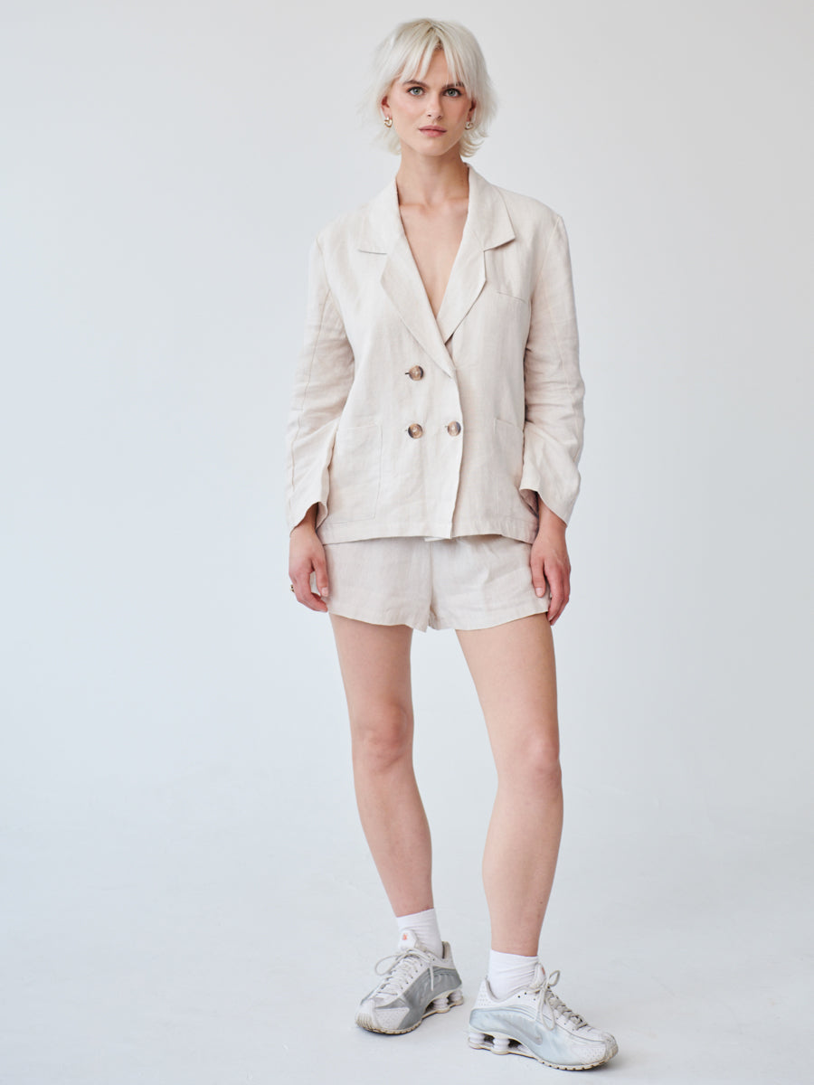 Ethically Made Beige Linen Suit With Shorts