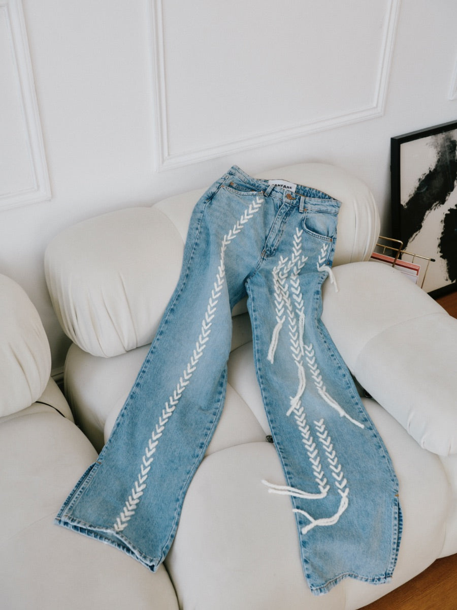 High Waisted Upcycled Thread Flare Jeans