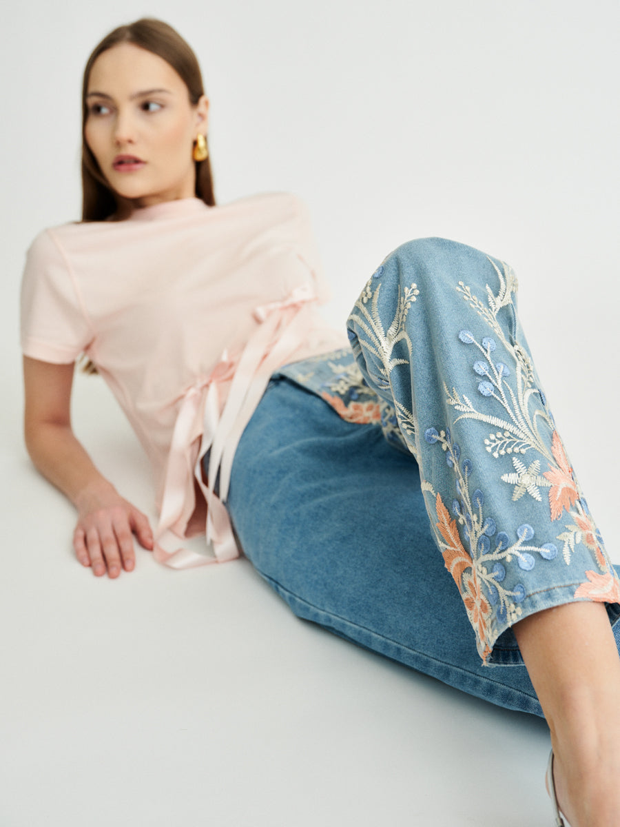 Delia Floral Embroidered Jeans