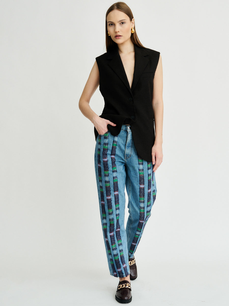 Clover Wool Striped Jeans