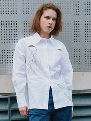 GOTS-certified organic cotton Floral White Button Up Shirt