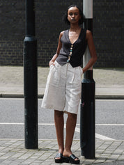 Daphne Linen Waistcoat in Black