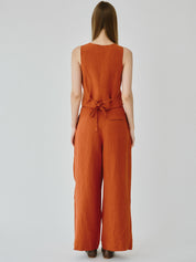 Daphne Linen Waistcoat in Orange