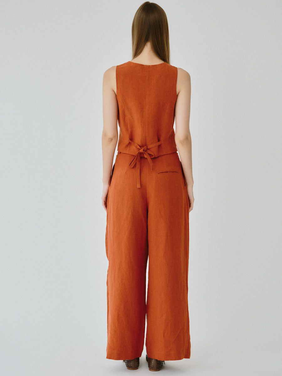 Celeste Linen Trousers in Orange