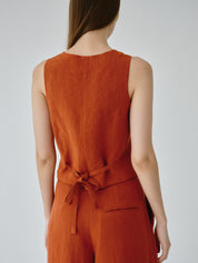 Daphne Linen Waistcoat in Orange