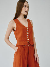 Celeste Linen Trousers in Orange