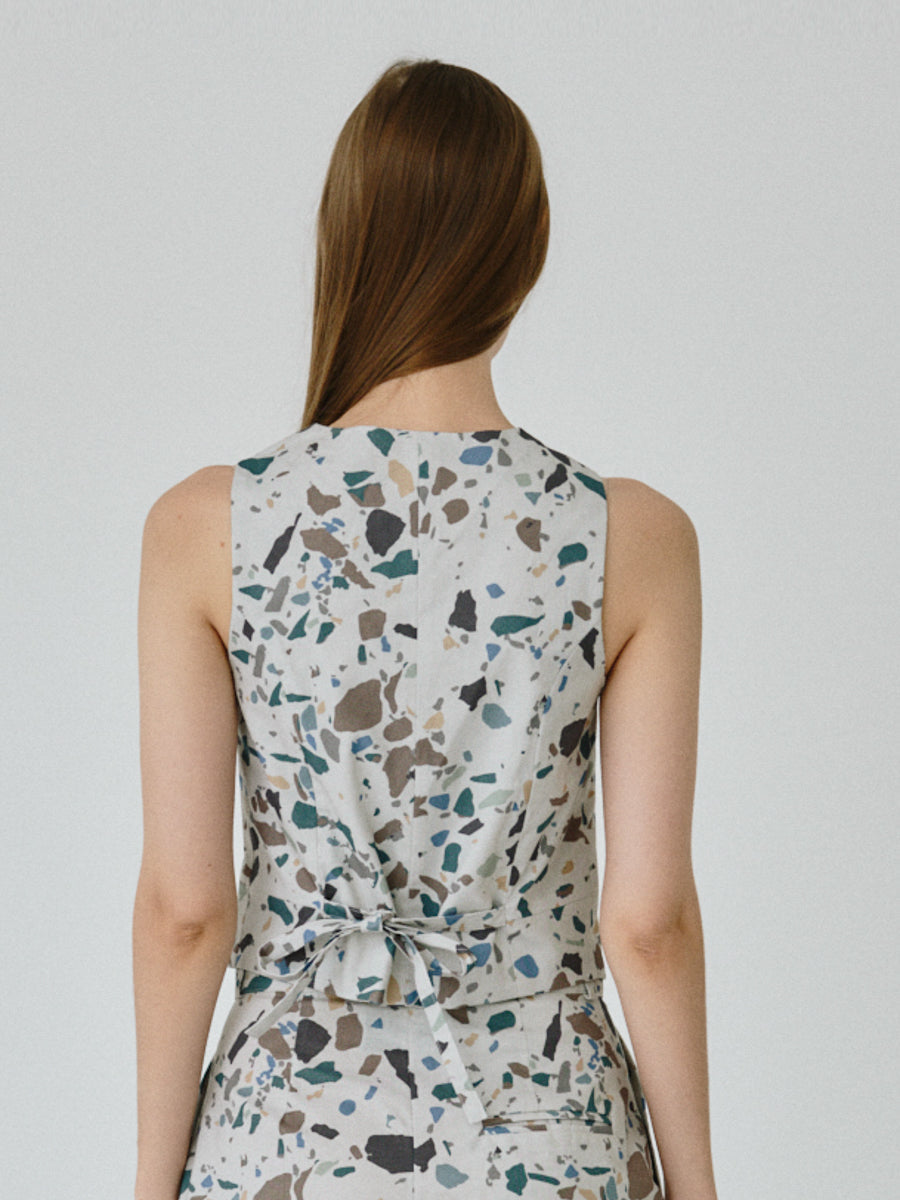 Daphne Waistcoat Top in Terrazzo