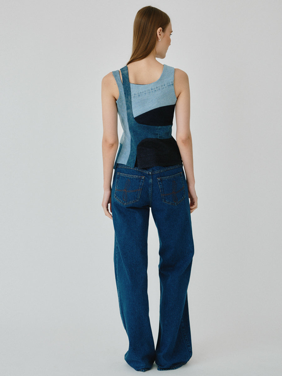 Stella Upcycled Asymmetrical Denim Top