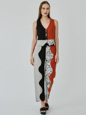 Swirl Colour Block Linen Trousers