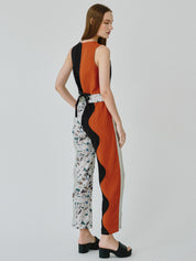 Swirl Colour Block Linen Trousers