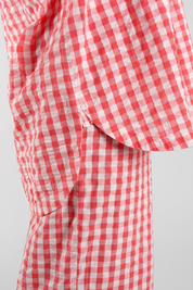 Yew gingham check ethical-cotton pyjama shirt - Canyon Peach