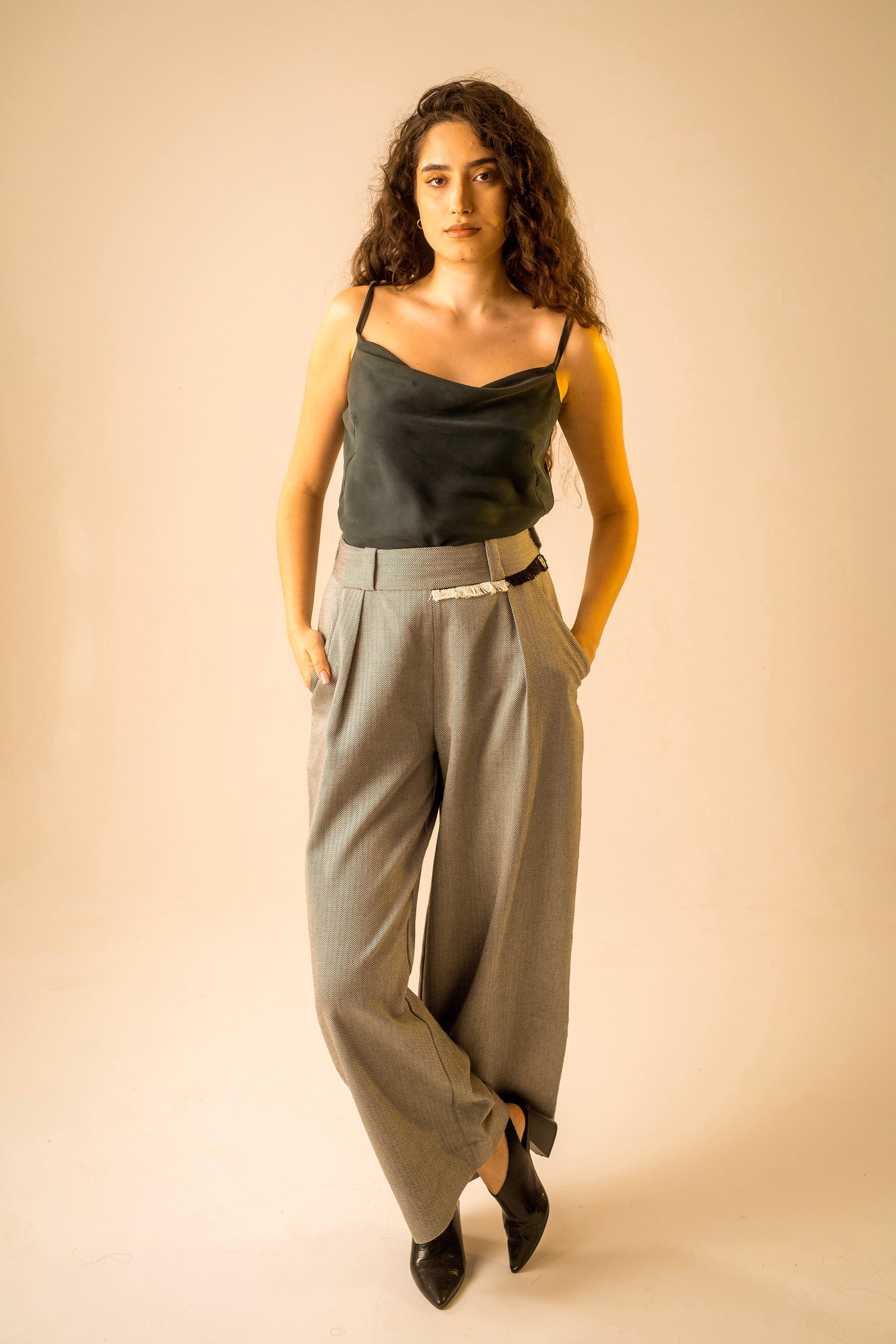 Teal Cowl Camisole Top