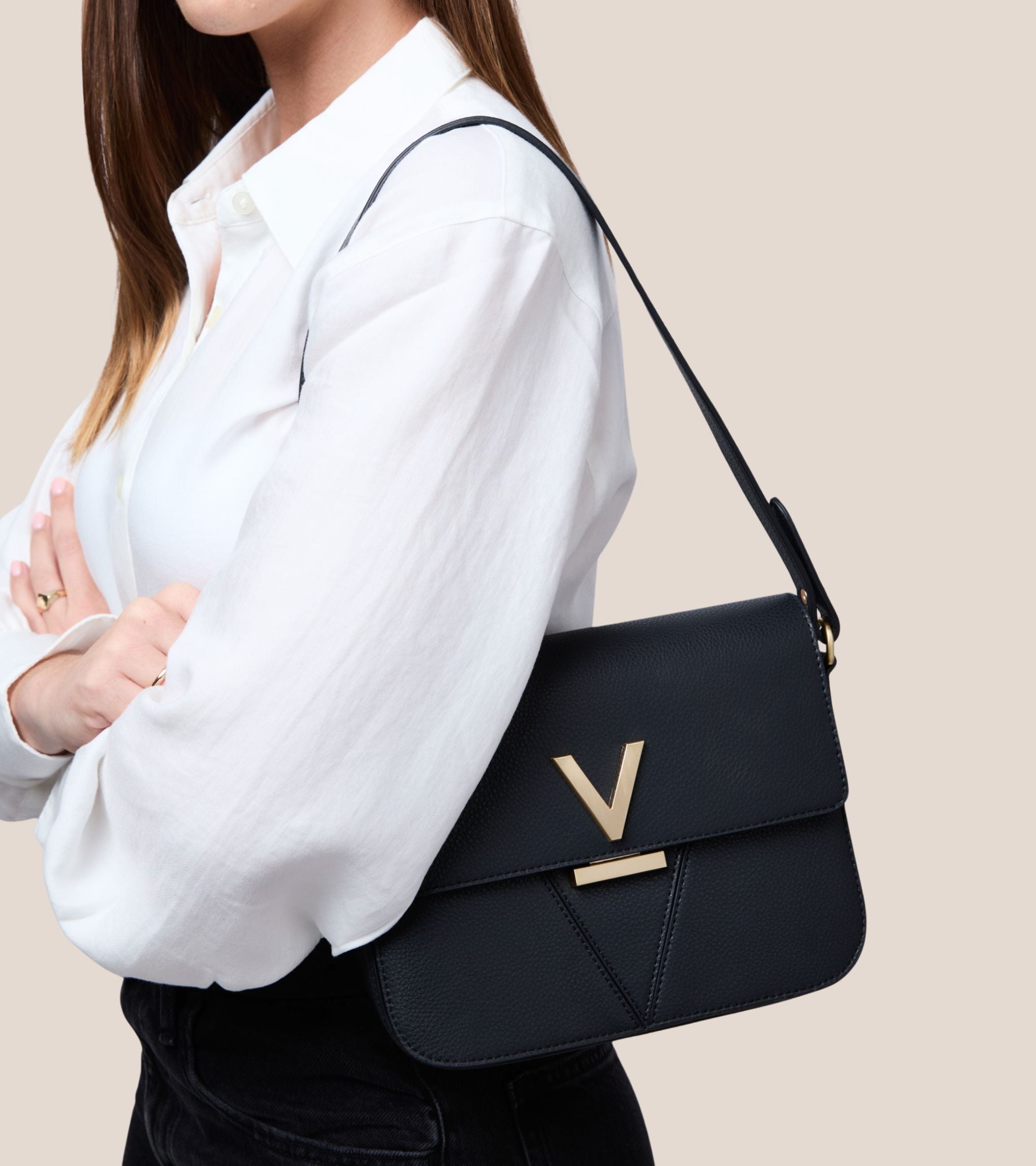 Margot Vegan Bio-Based Bamboo Leather Crossbody in Black