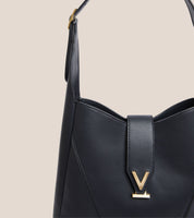 Nancy Vegan Bio-Based Bamboo Leather Elevated Tote Bag in Black