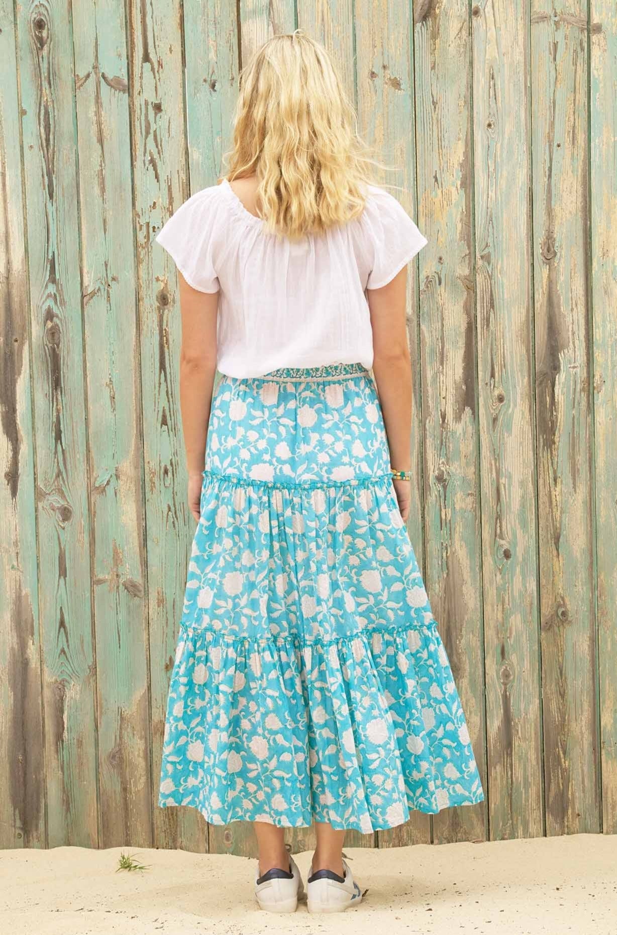 Becks Skirt | Ornate Flower Turquoise