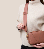 Silvie Vegan Bio-Based Bamboo Dual-Look Bamboo Crossbody Bag in Brown