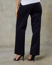 Womens Rich Navy Wool Herringbone Trouser