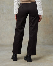 Womens Dark Chocolate Wool Herringbone Trouser