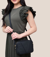 Silvie Vegan Bio-Based Bamboo Dual-Look Bamboo Crossbody Bag in Black