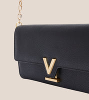 Luella Vegan Bio-Based Bamboo Leather Chain Purse in Black