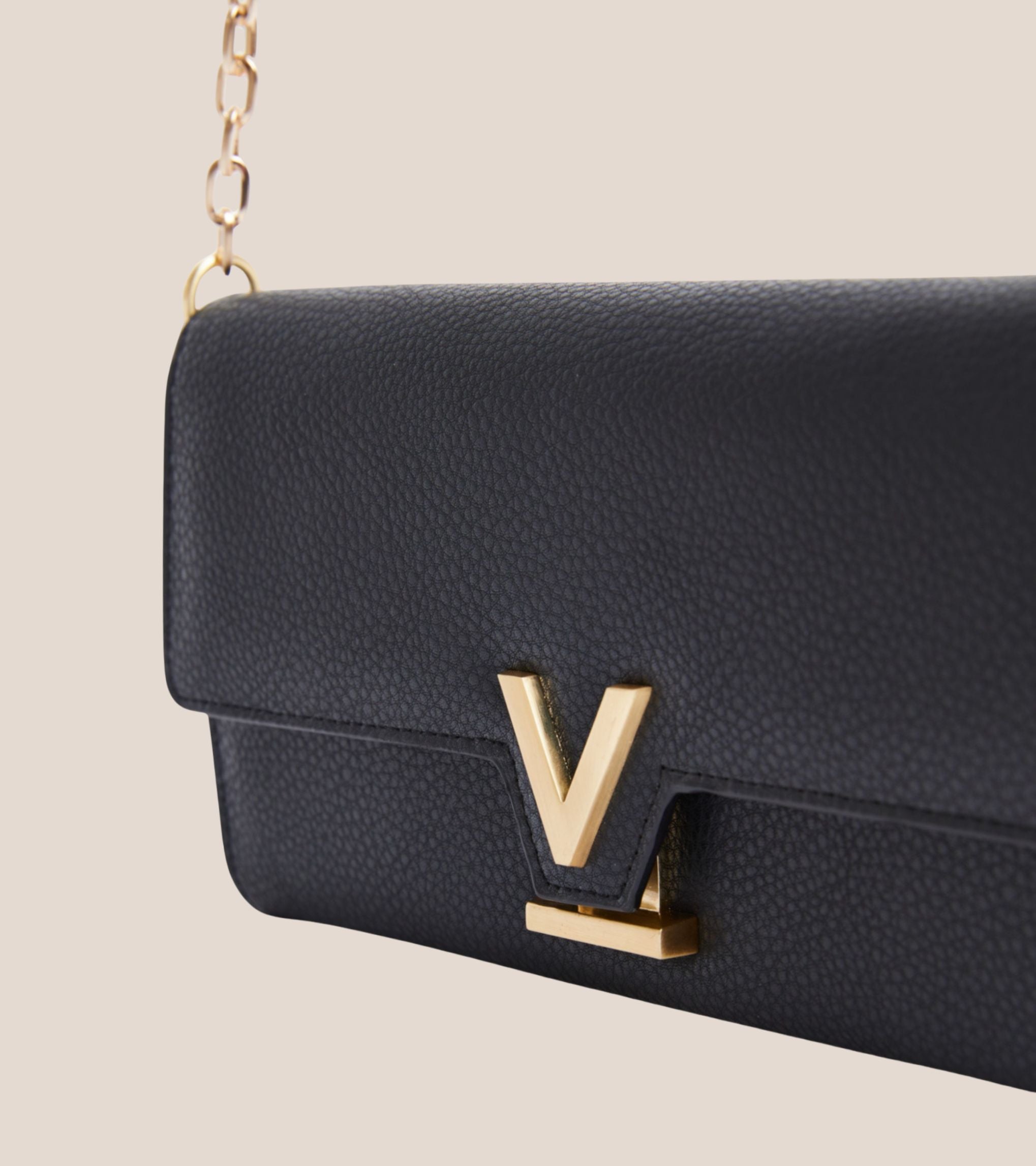 Luella Vegan Bio-Based Bamboo Leather Chain Purse in Black