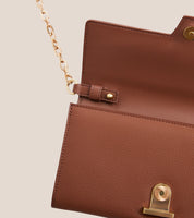 Luella Vegan Bio-Based Bamboo Leather Chain Purse in Brown