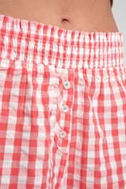 Lomandra gingham check ethical-cotton pyjama shorts - Canyon Peach