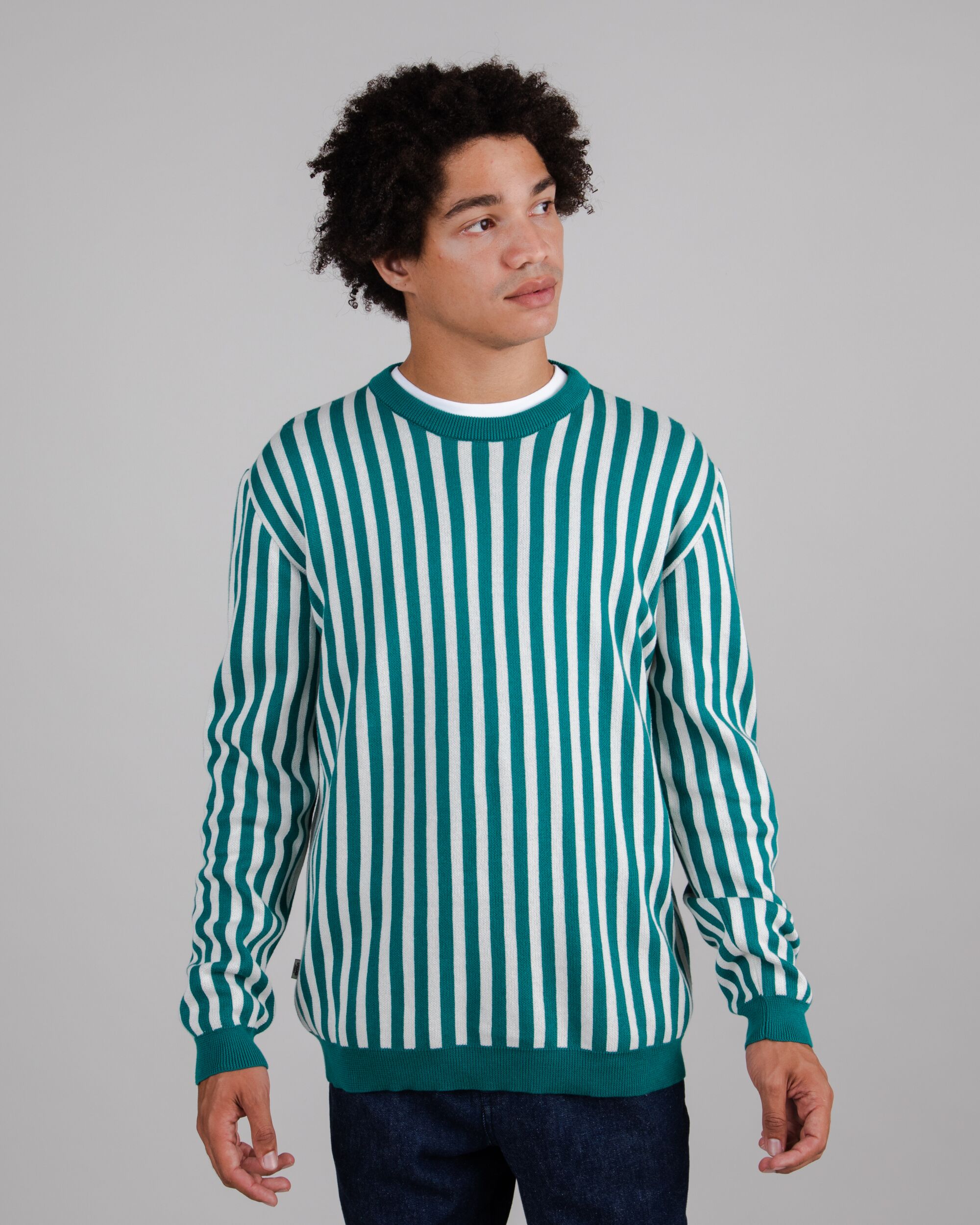 Stripes Cotton Sweater Green
