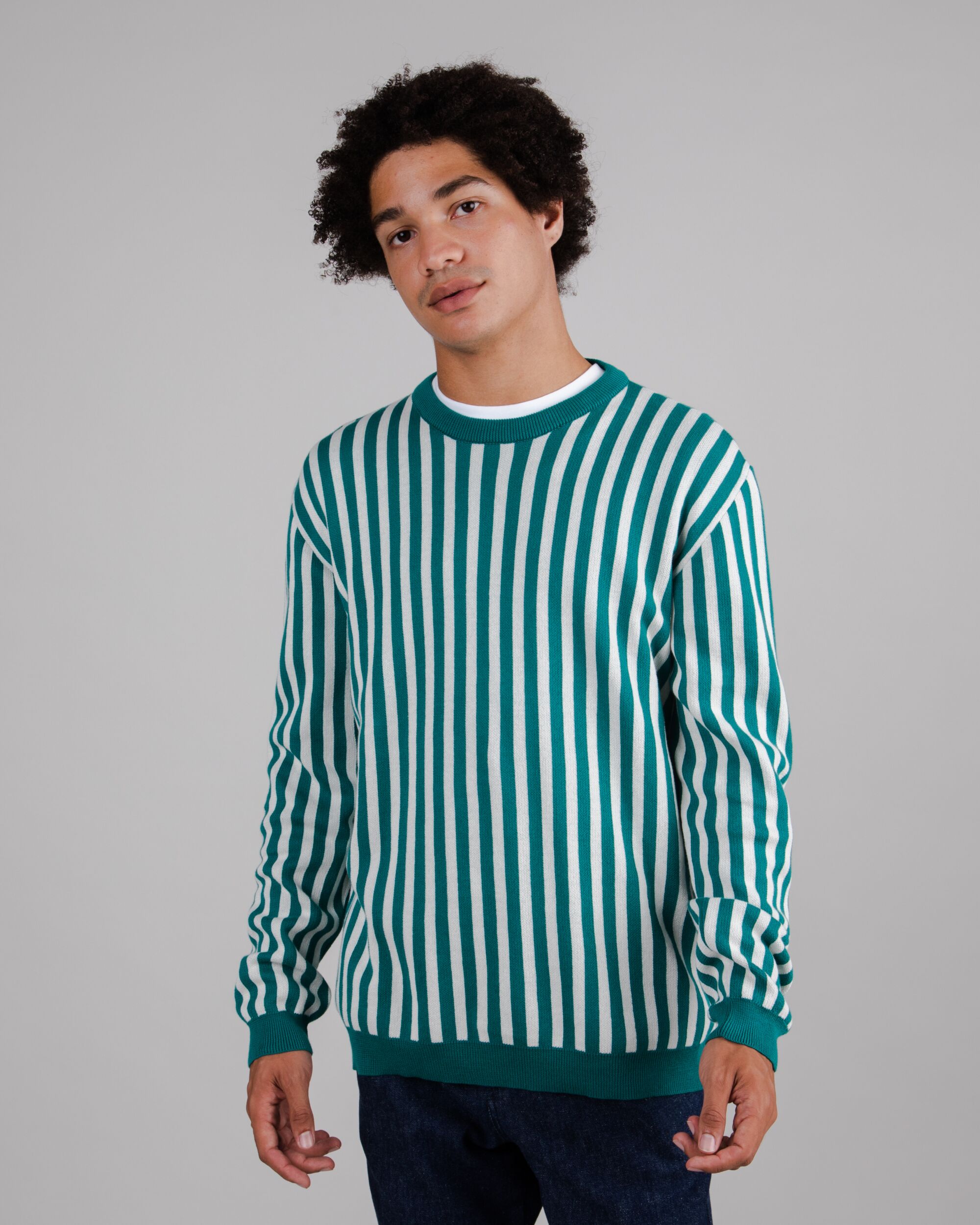 Stripes Cotton Sweater Green