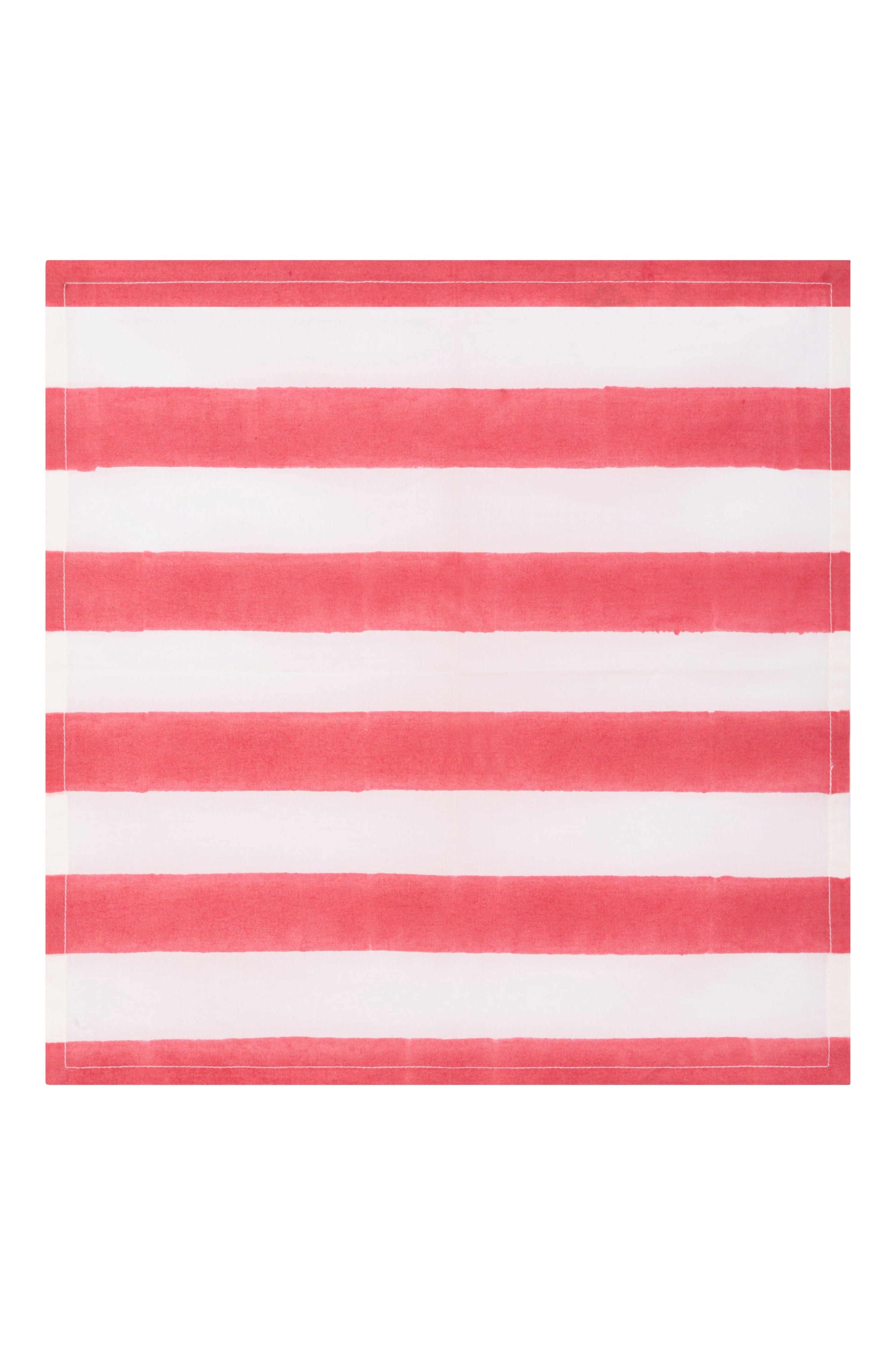 Fresco Stripe Napkins Broad Stripe X 4 Napkin Set Cotton Coral Red One Size