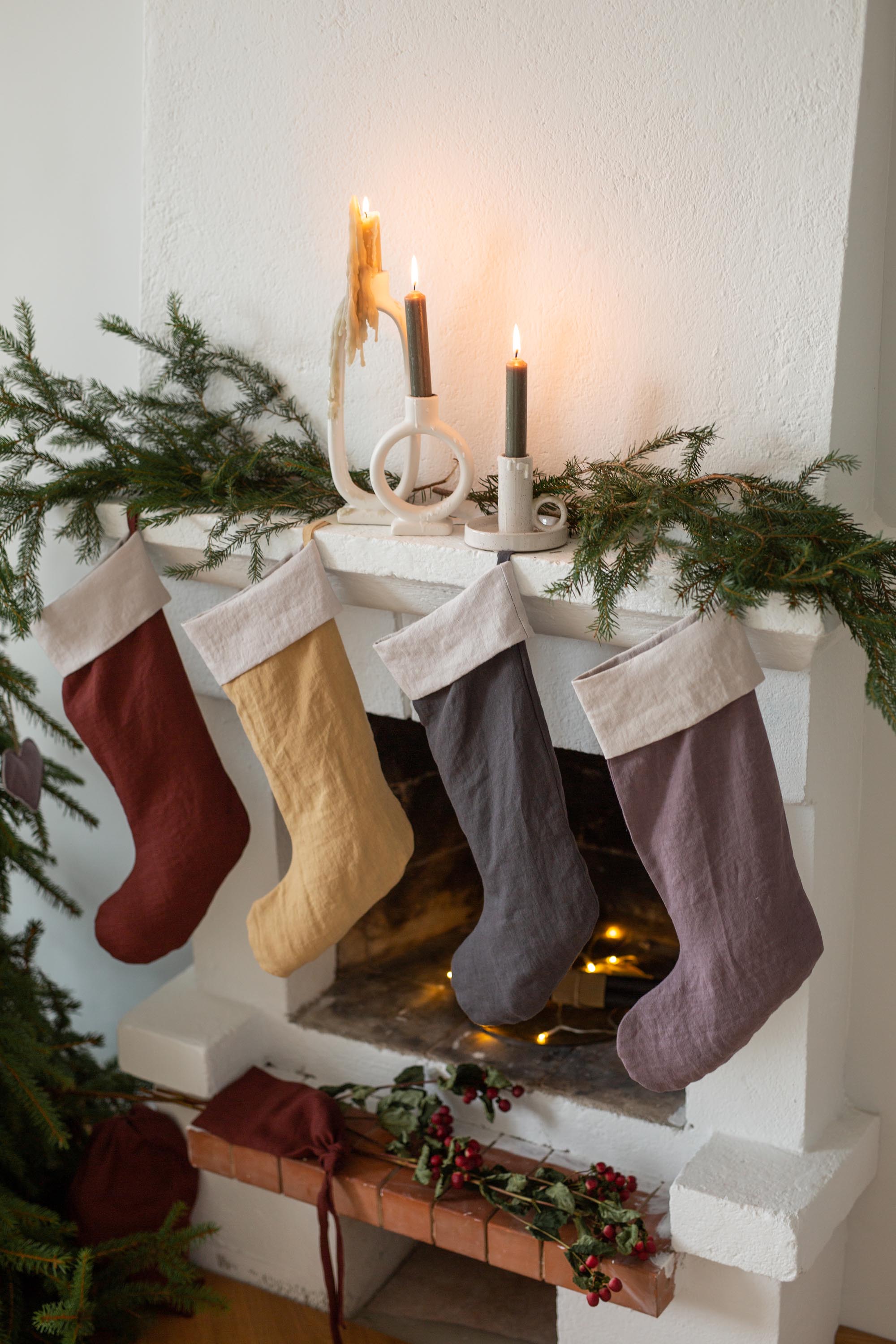 Linen Christmas Stocking