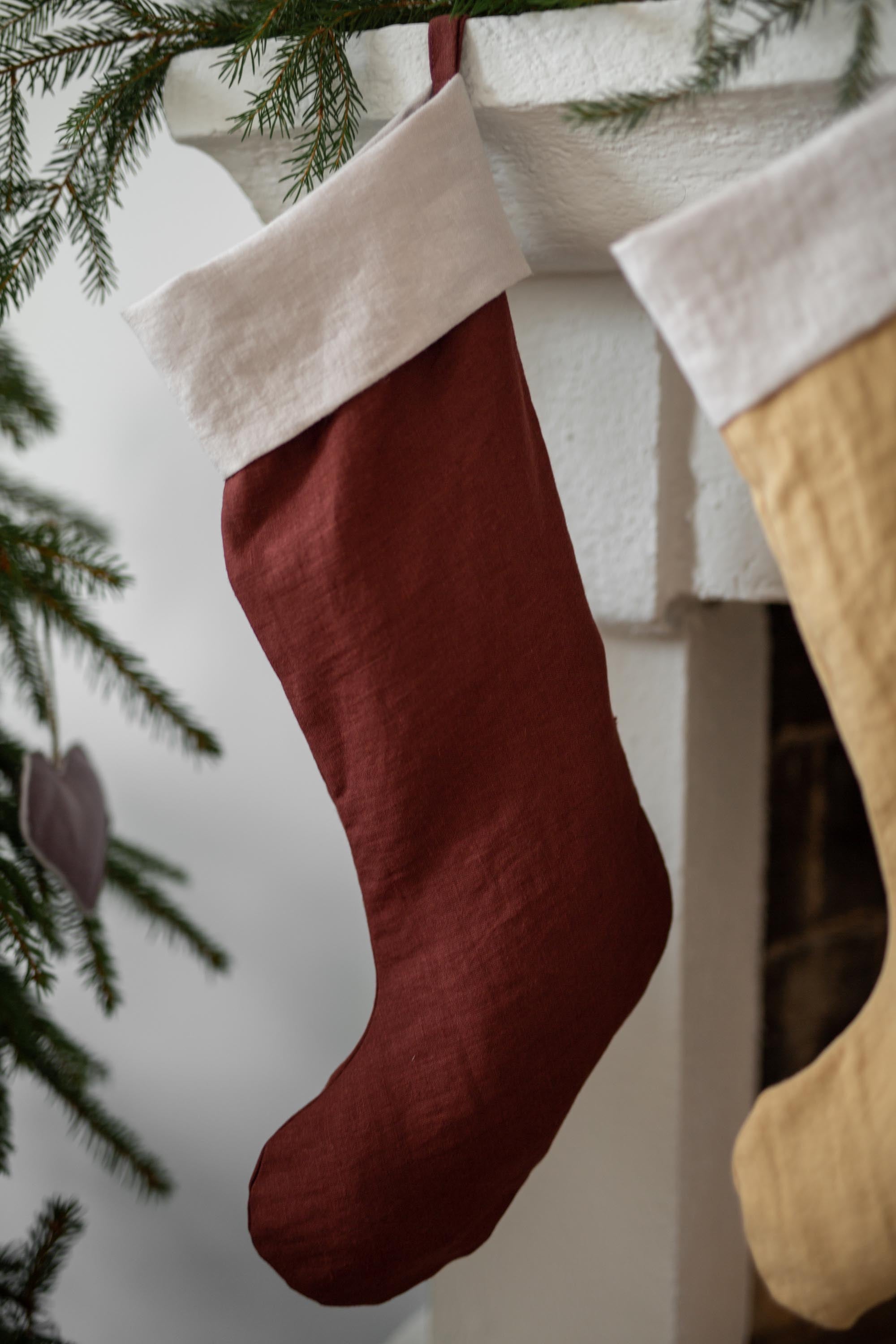 Linen Christmas Stocking