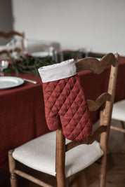 Linen Christmas oven mitt