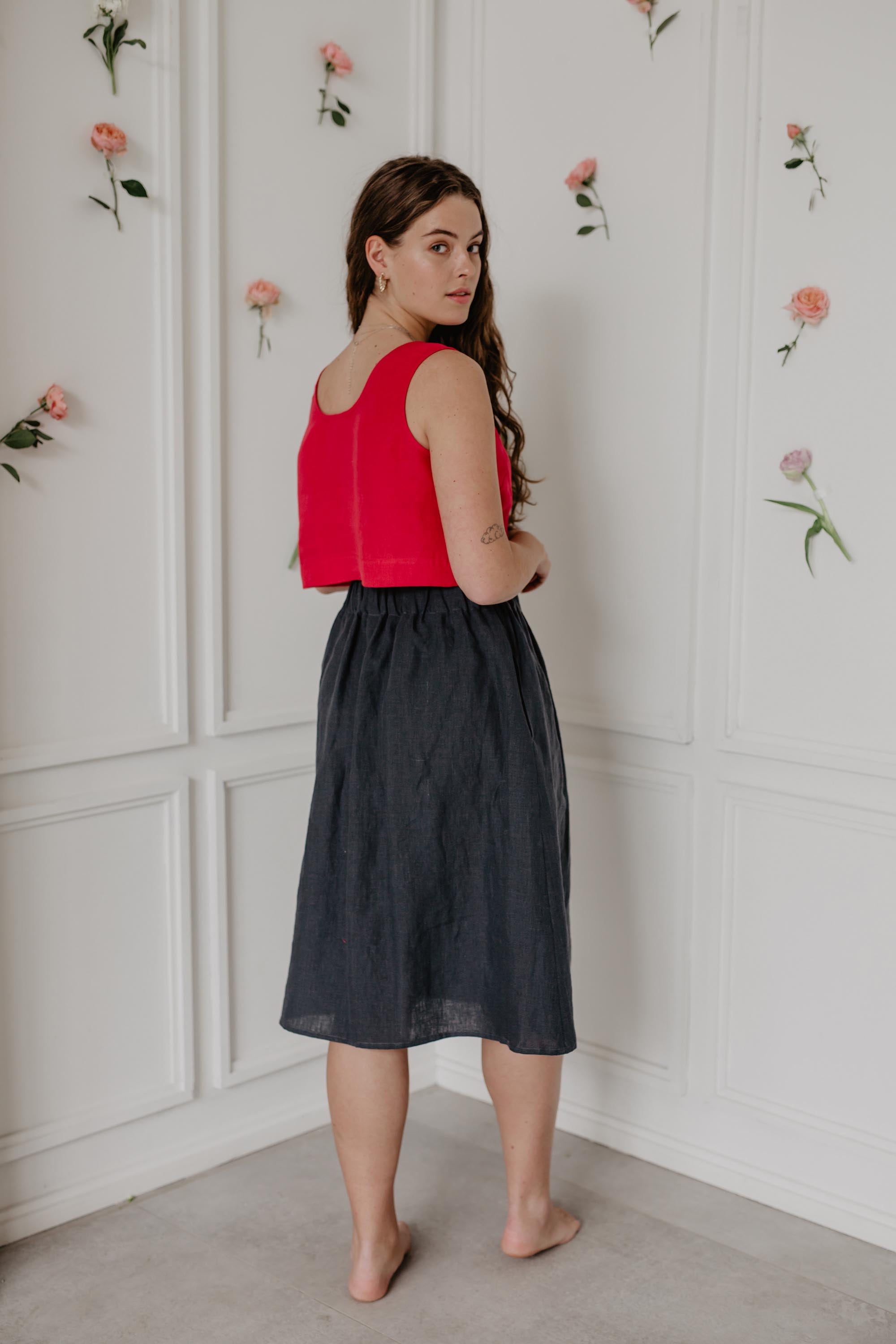 Linen skirt with buttons DAISY