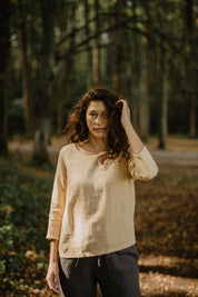 Riga linen top 3/4 sleeves