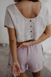 Linen crop top with buttons LISA