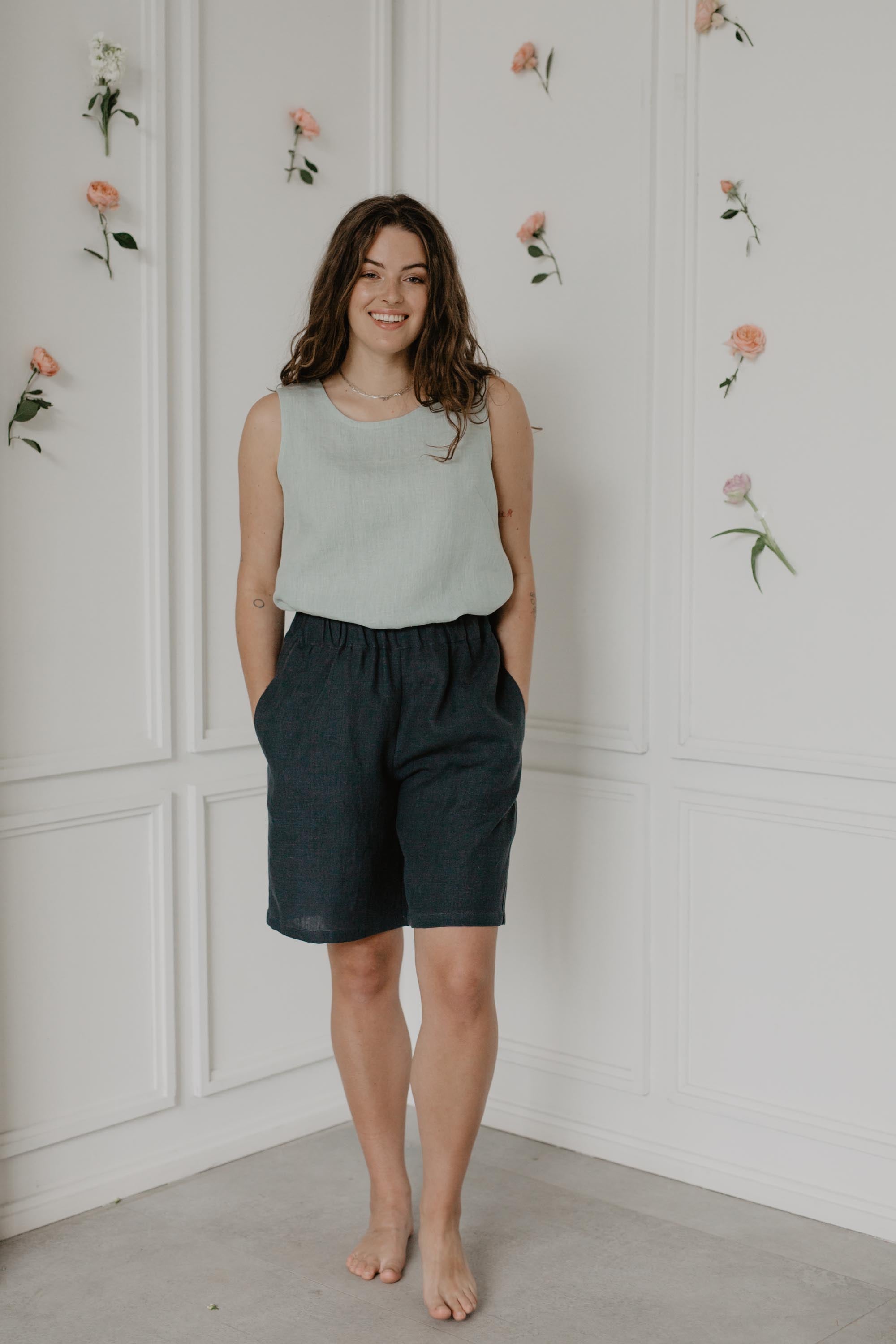 Long linen shorts MATILDA