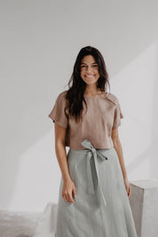 Linen crop top with buttons LISA