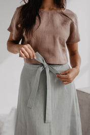 Linen crop top with buttons LISA