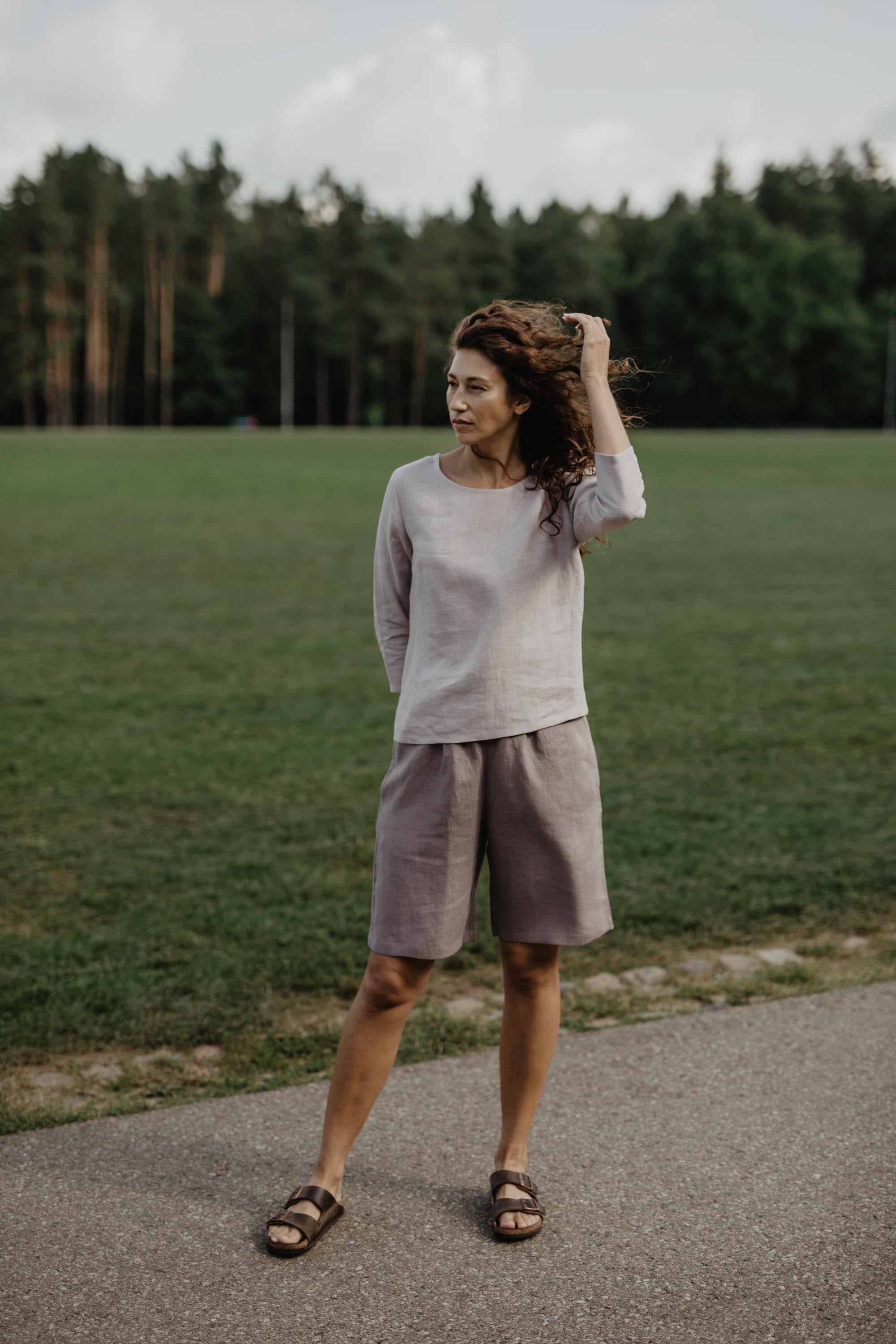 Long linen shorts MATILDA