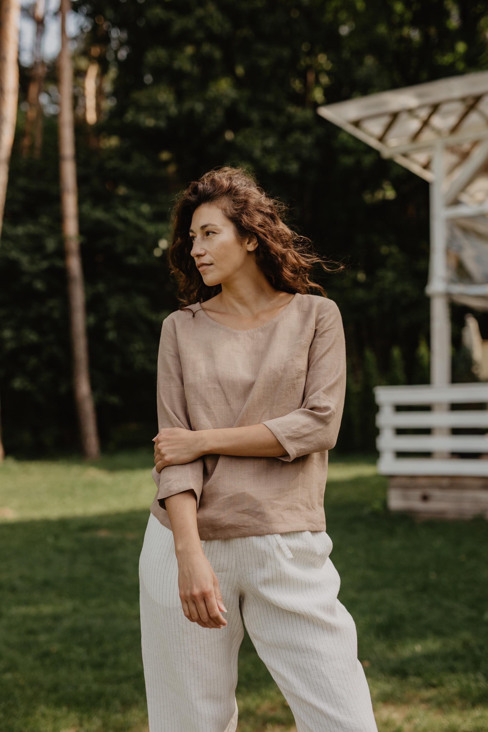 Riga linen top 3/4 sleeves