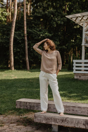 Riga linen top 3/4 sleeves