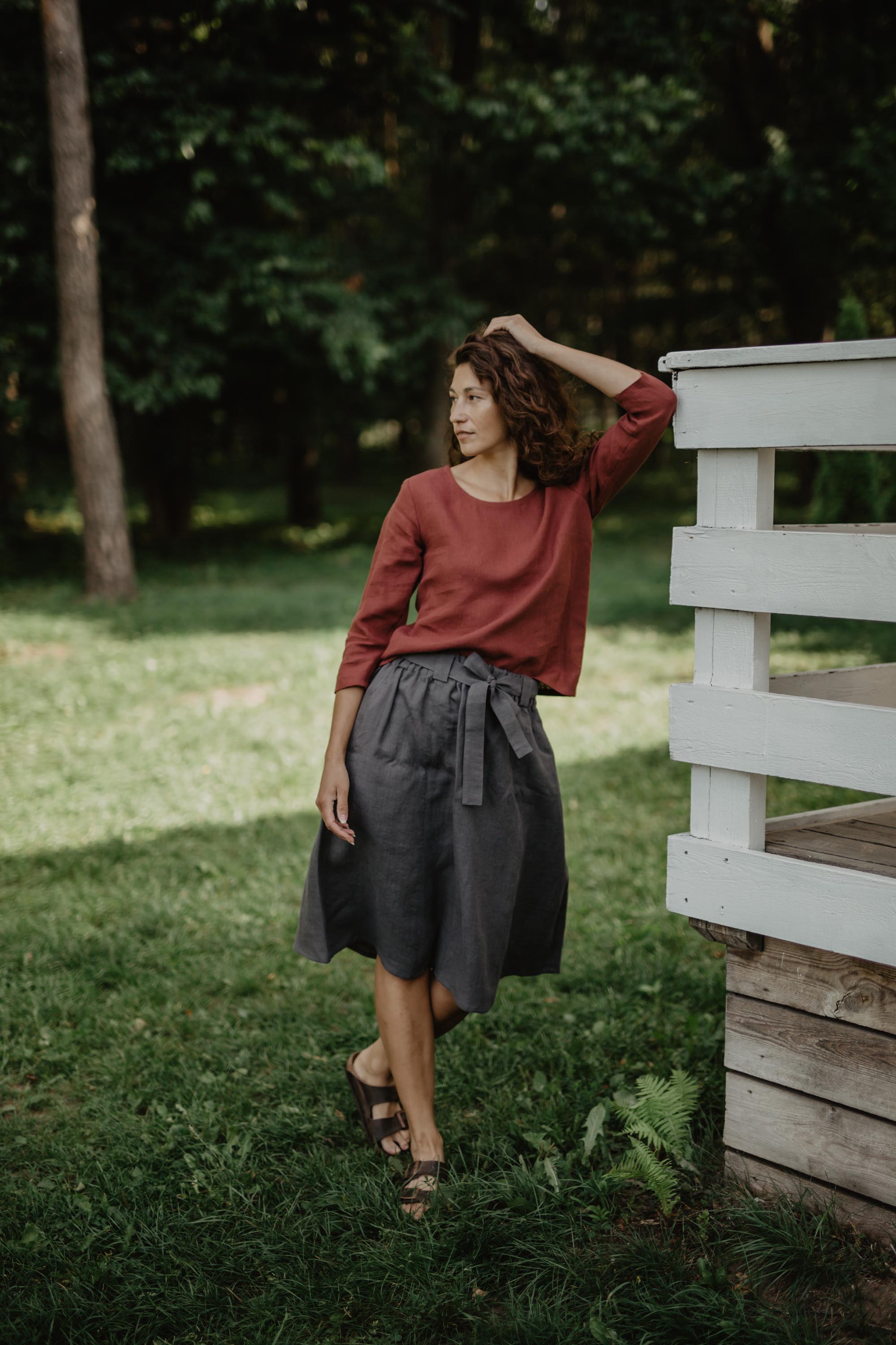 Riga linen top 3/4 sleeves