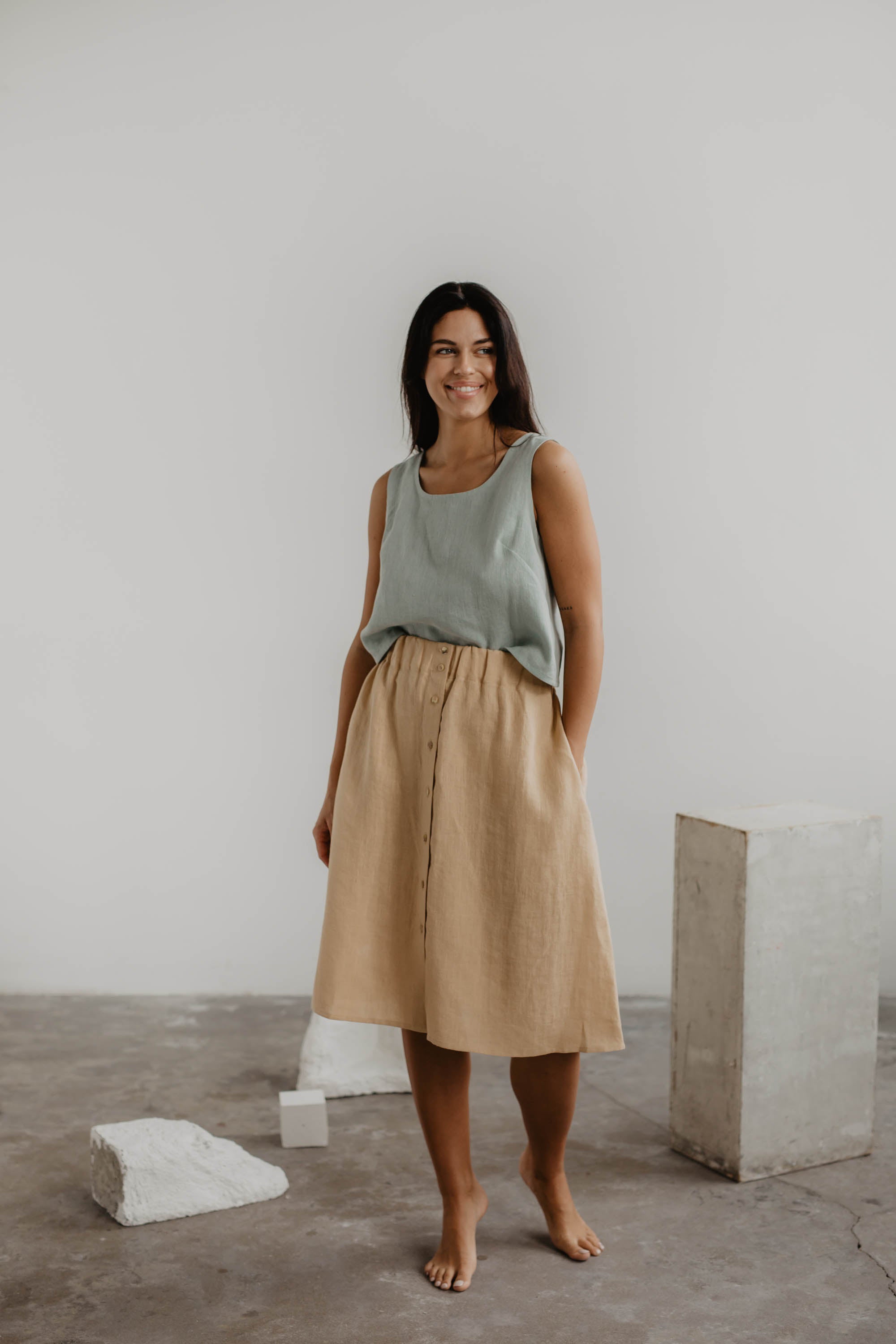 Linen pinafore top ELLA