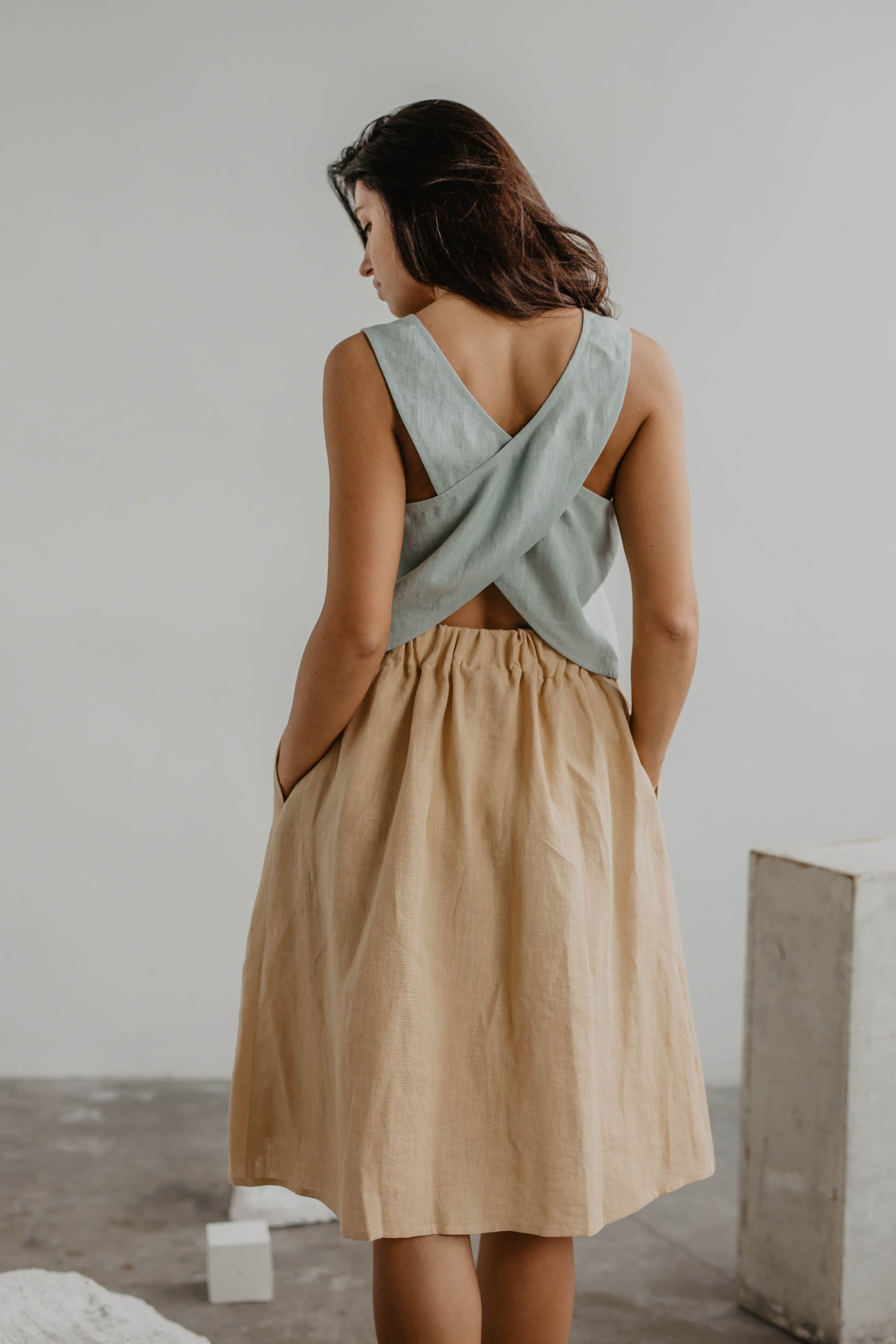 Linen pinafore top ELLA