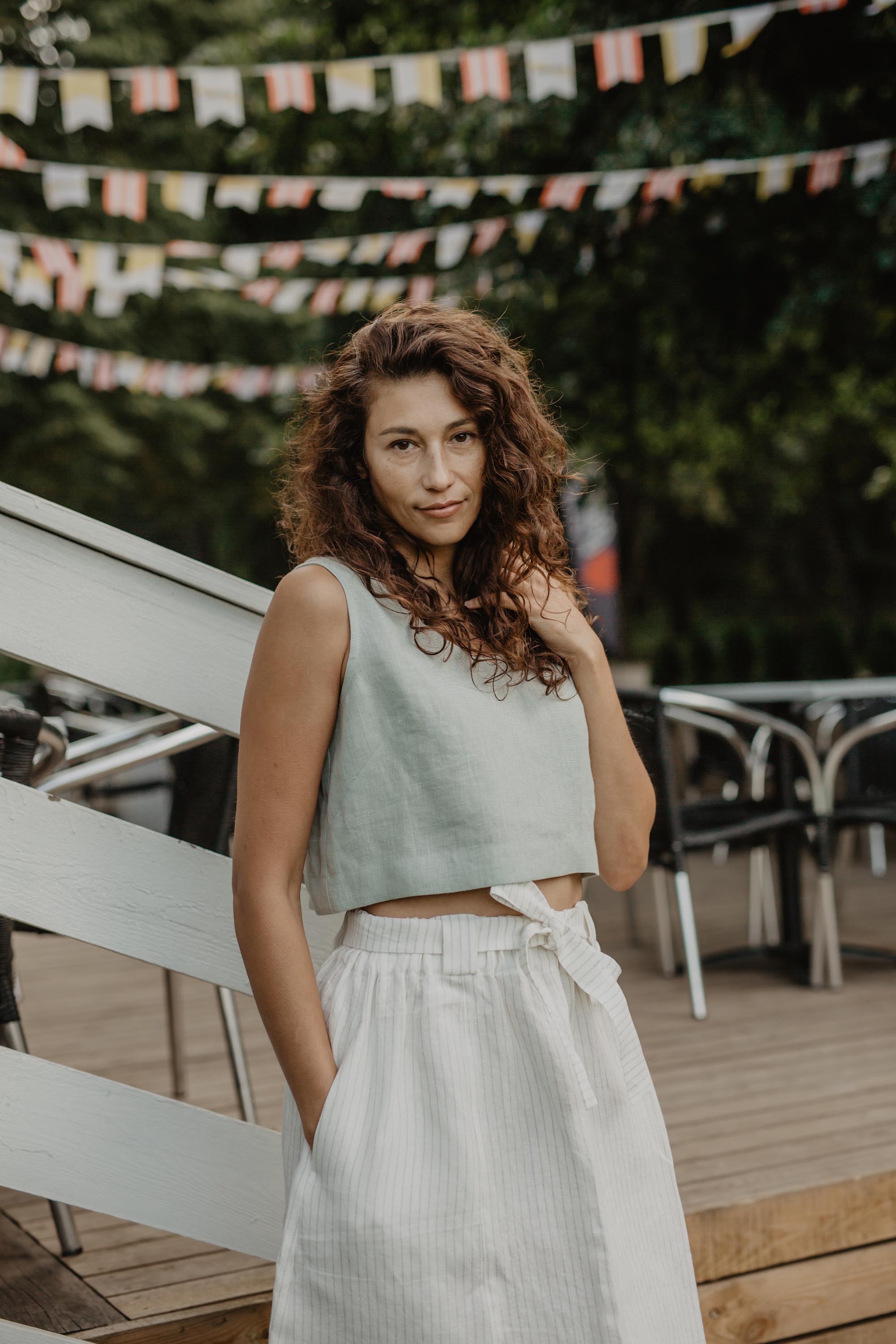 Mini linen crop top PIPPA